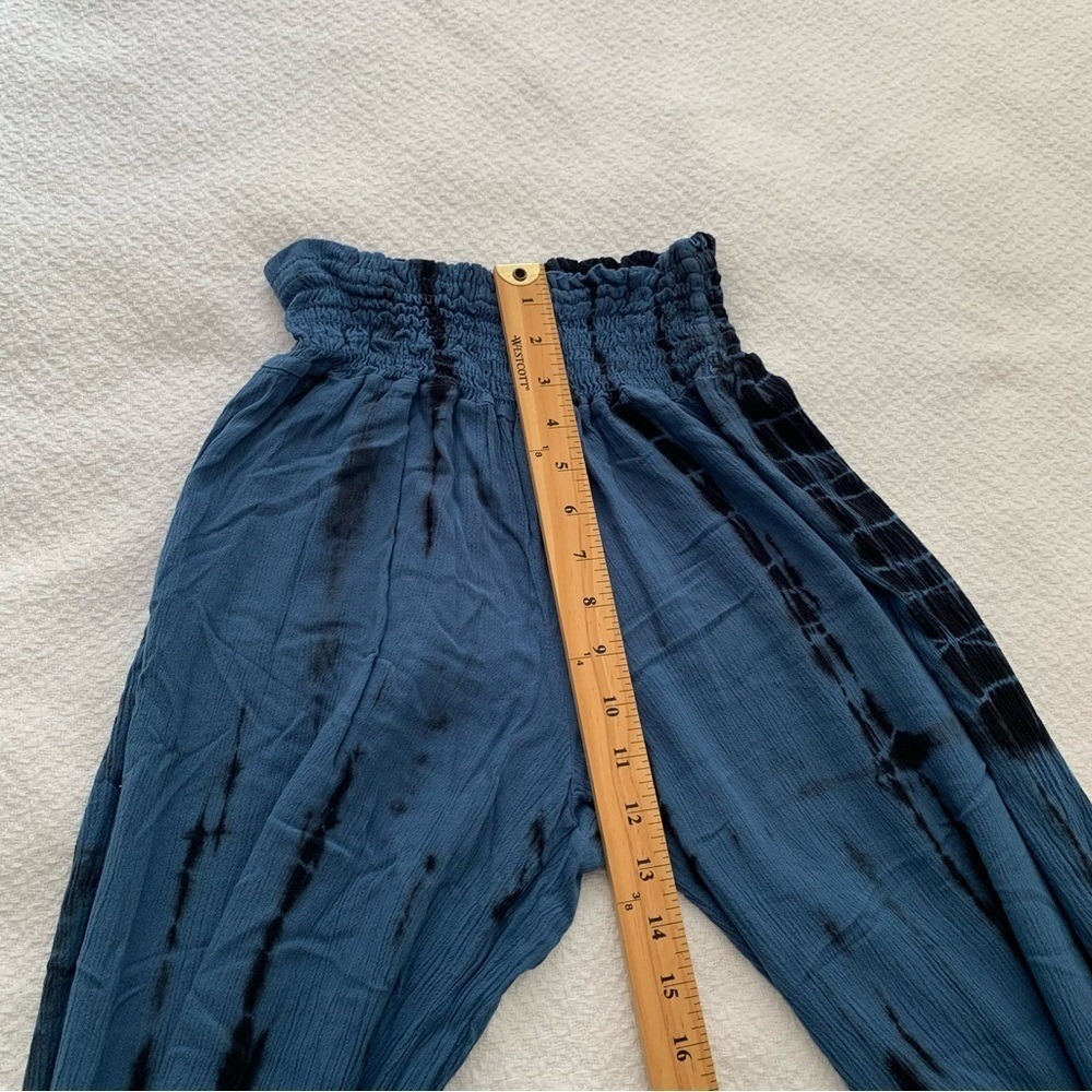 Chatoyant Blue Tie Dye Wide Leg Smocked Waist Pants Womens Medium - Picture 9 of 11